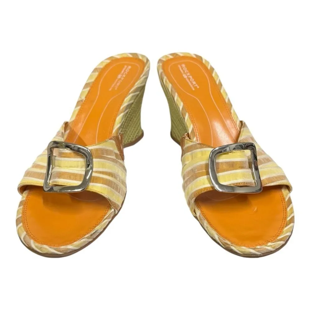 Rockport Vintage Women's Dynamic Suspension Striped Slide Wedge Sandals 10